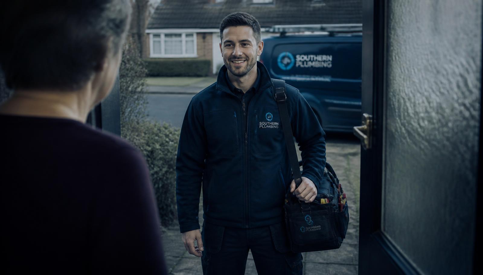 Tradesperson meeting a customer at their home